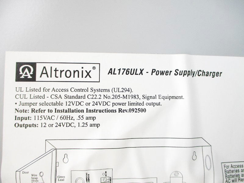ALTRONIX AL176ULX 115VAC .55A UNMP