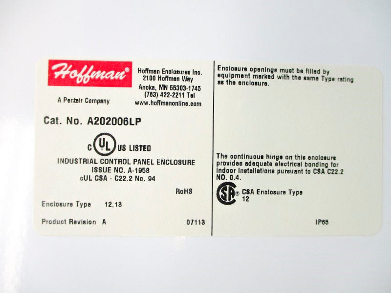 HOFFMAN A202006LP NSNP