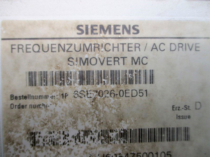 SIEMENS 6SE7026-0ED51 UNMP