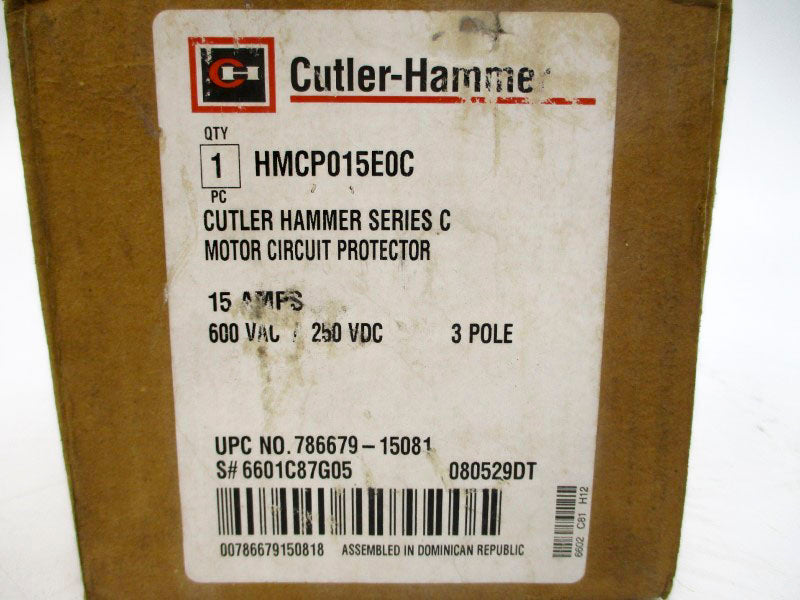 CUTLER HAMMER HMCP015E0C SER. C 600VAC 15A NSMP