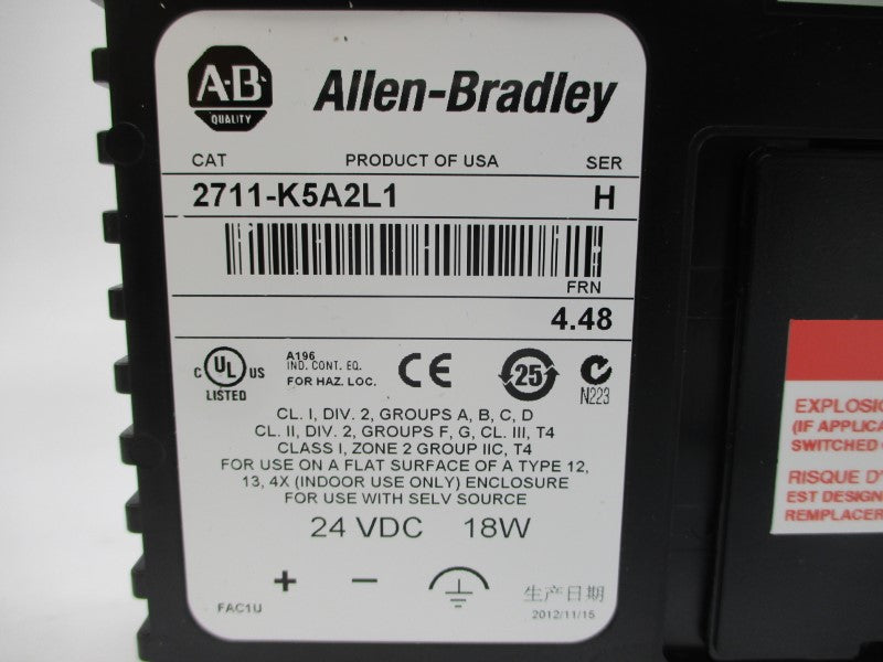 ALLEN BRADLEY 2711-K5A2L1 SER. H F/W 4.48 24VDC NSNP