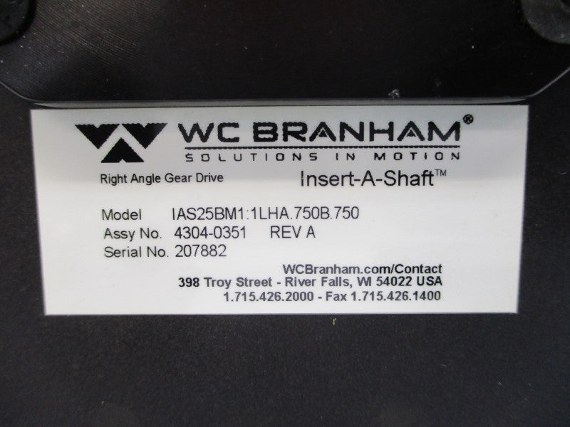 WC BRANHAM 4304-0351 IAS25BM1:1LHA.750B.750 NSNP