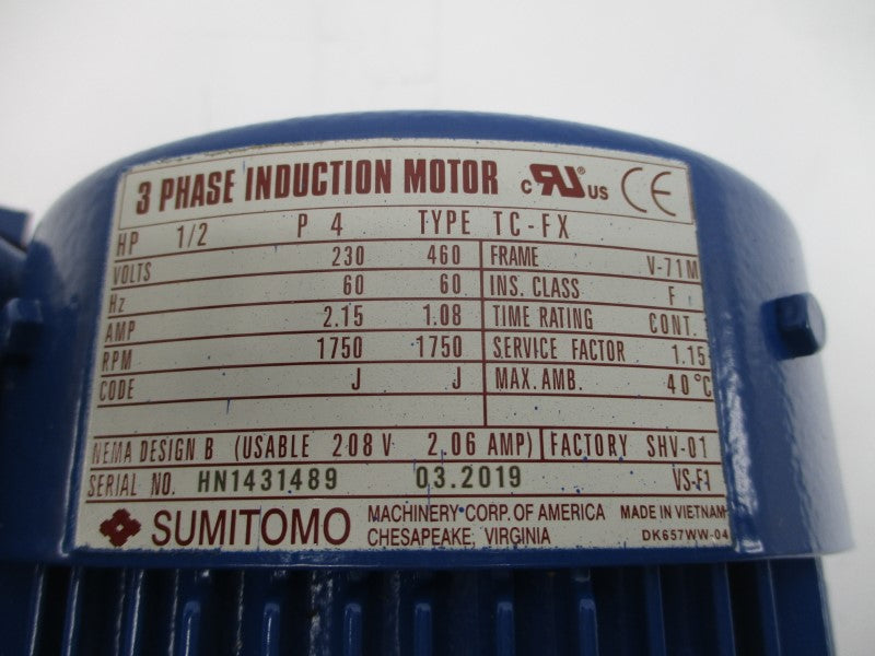 SUMITOMO CNHM05-6075A-17 PA076239 230/460V 2.15/1.08A NSMP