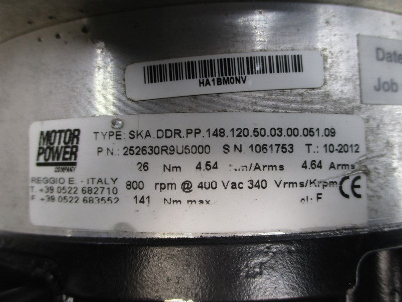 MOTOR POWER SKA.DDR.PP.148.120.50.03.00.051.09 252630R9U5000 400VAC UNMP