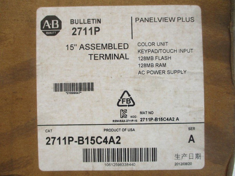 ALLEN BRADLEY 2711P-B15C4A2 SER. A 100-240VAC 1.3-0.65A NSMP