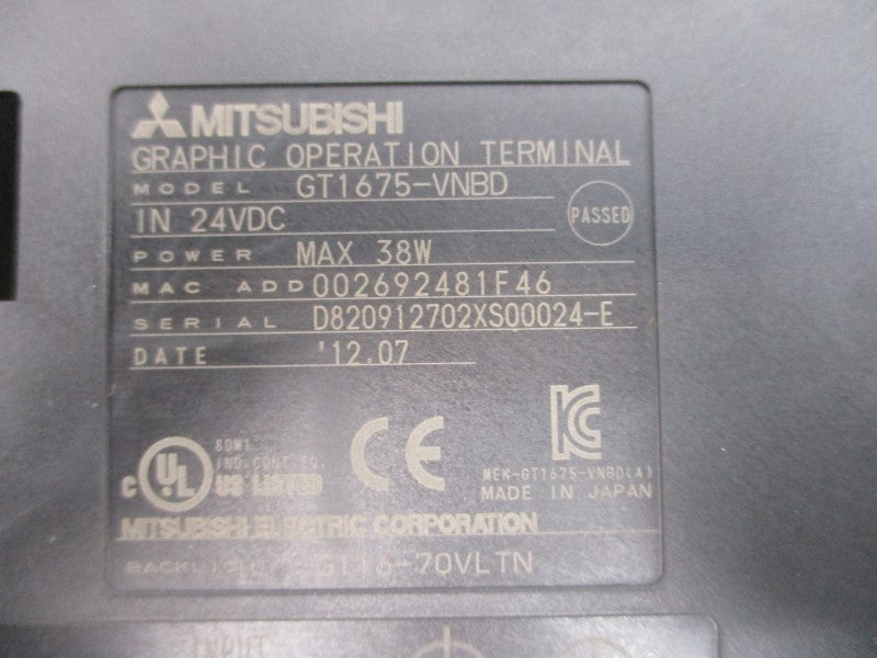 MITSUBISHI GT1675-VNBD 24VDC NSMP