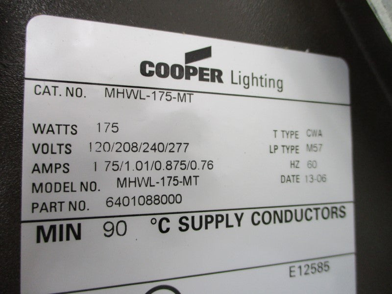COOPER LIGHTING MHWL-175-MT 277V 0.76A NSMP