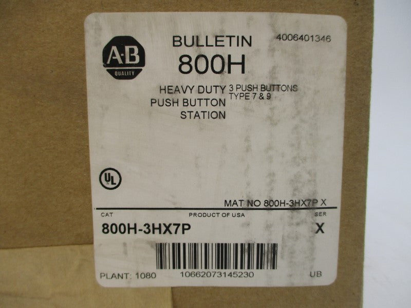 ALLEN BRADLEY 800H-3HX7P SER. X (BR/WH) NSMP