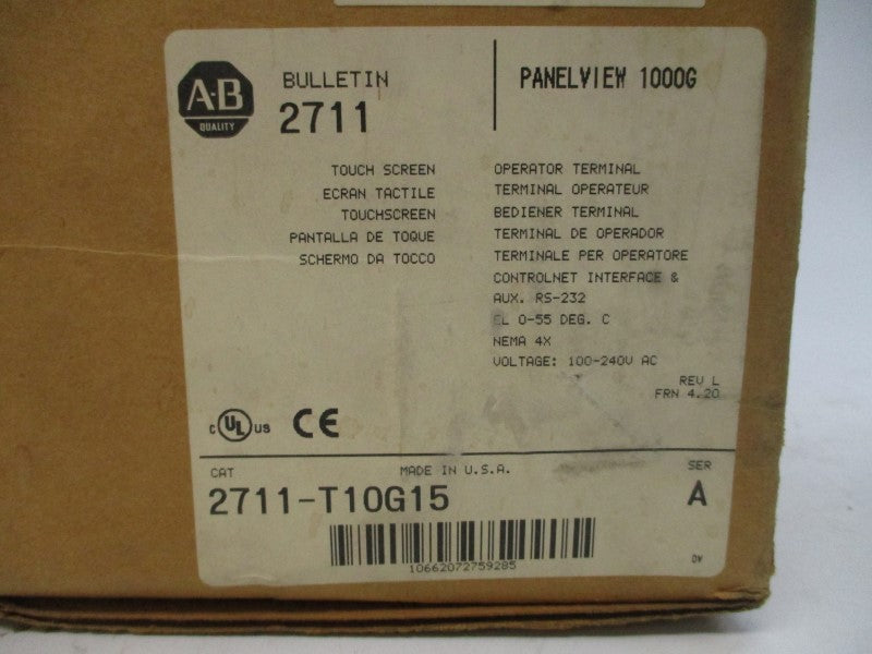 ALLEN BRADLEY 2711-T10G15 SER. A F/W 4.20 100-240VAC 0.8-0.4A NSMP