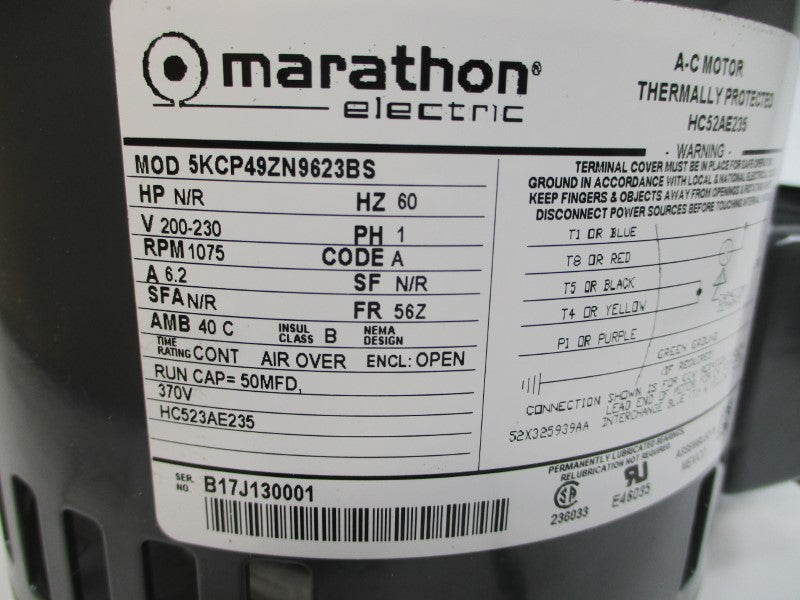 MARATHON ELECTRIC 5KCP49ZN9623BS HC52AE235 200-230V 6.2A NSMP