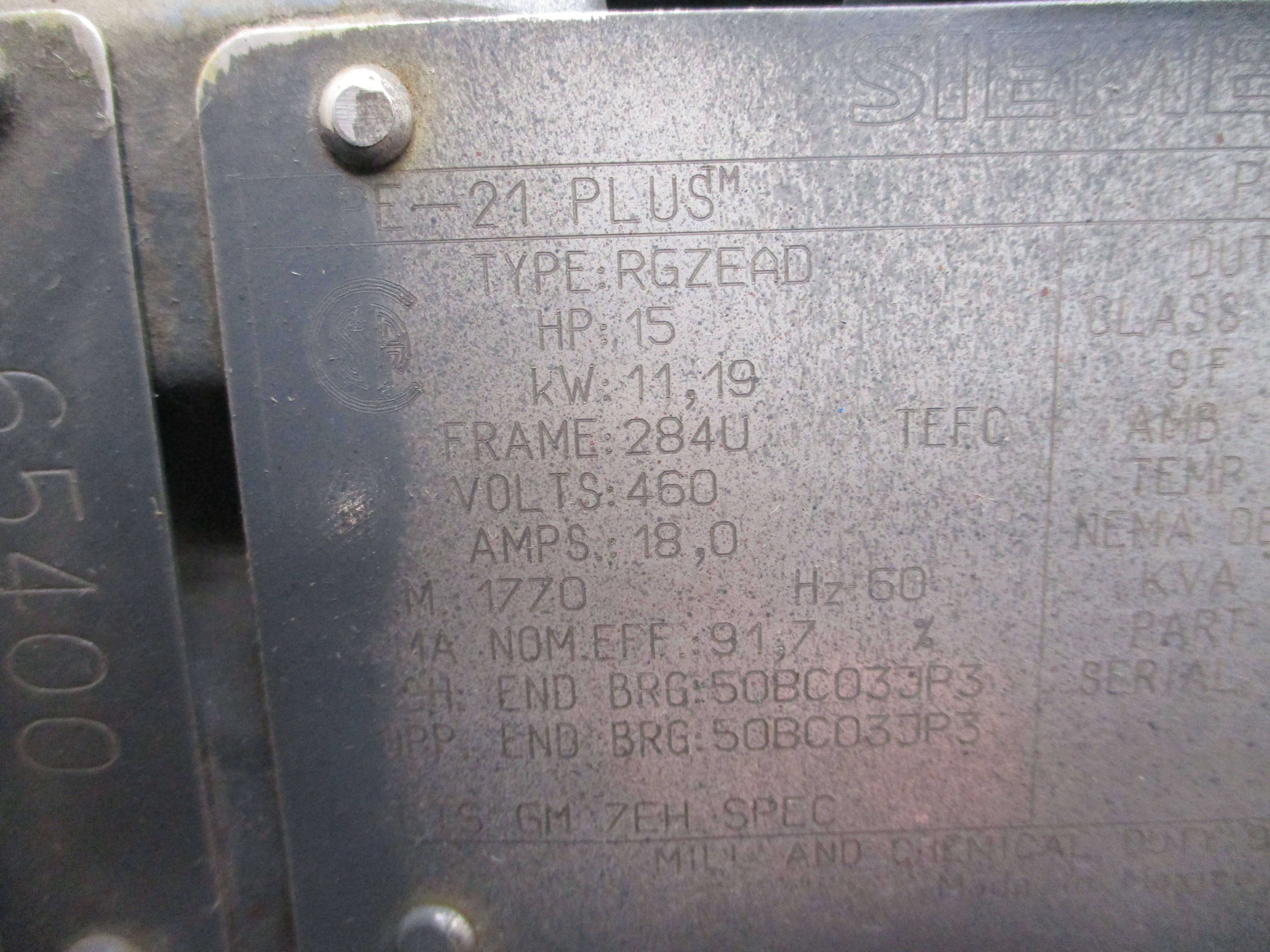 WORTHINGTON UH52707A 1LA02844AE41B 460V 18.0A (AS PICTURED) NSNP