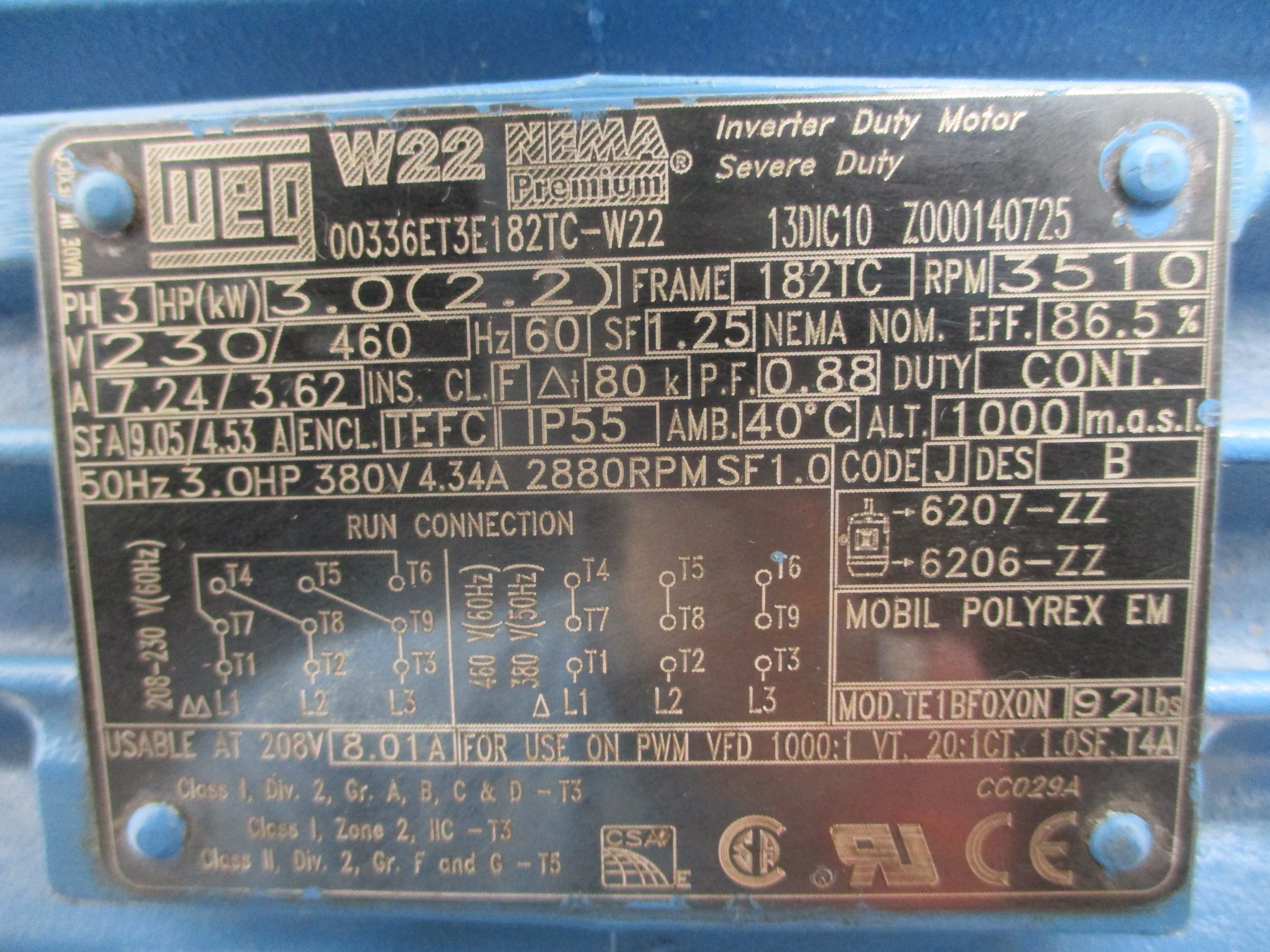 INNOMAG TBMAG,A1AA-1.5X1X6 TE1BF0X0N 230/460V 7.24/3.62A 300PSI 4.75/6.65" NSNP