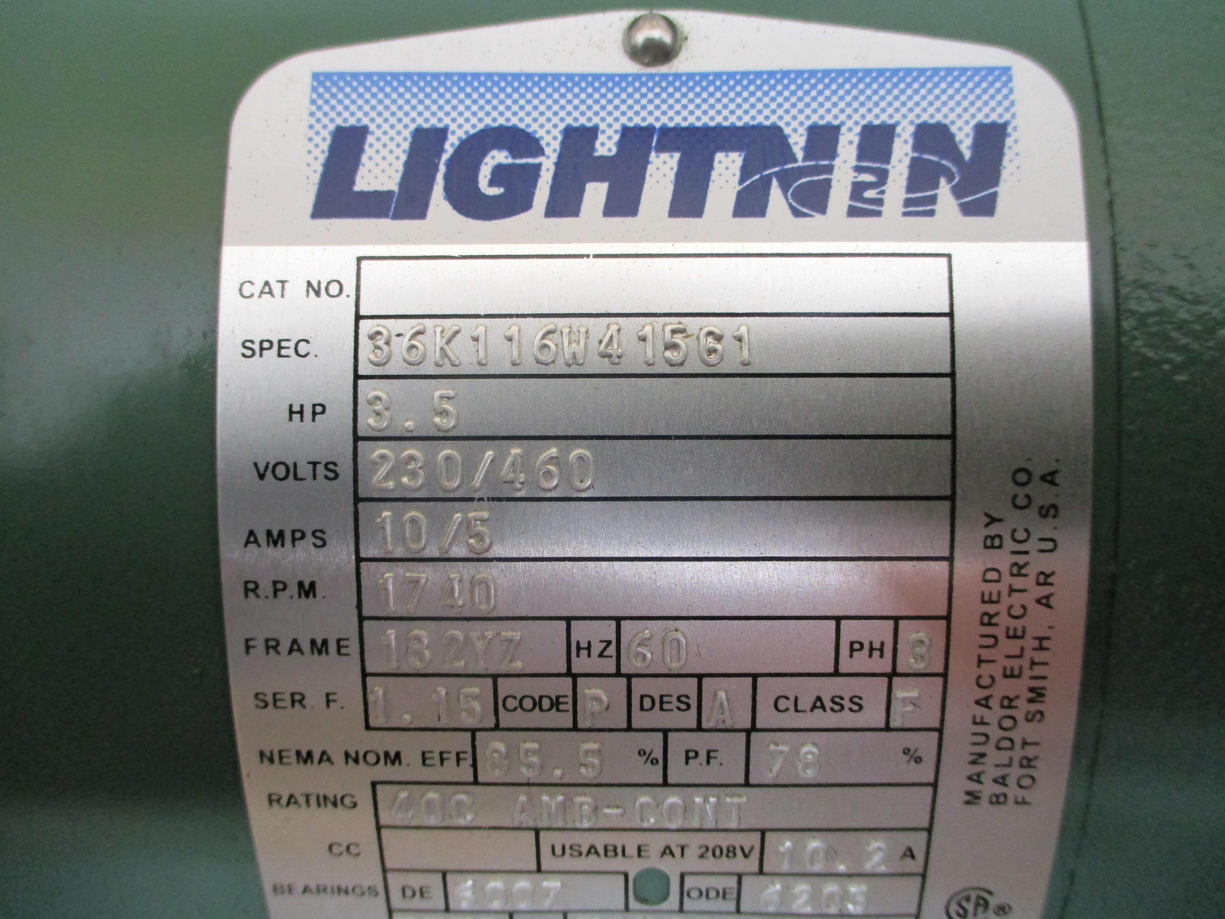 SPX LIGHTNIN XJC350 36K116W41561 230/460V 10/5A NSMP