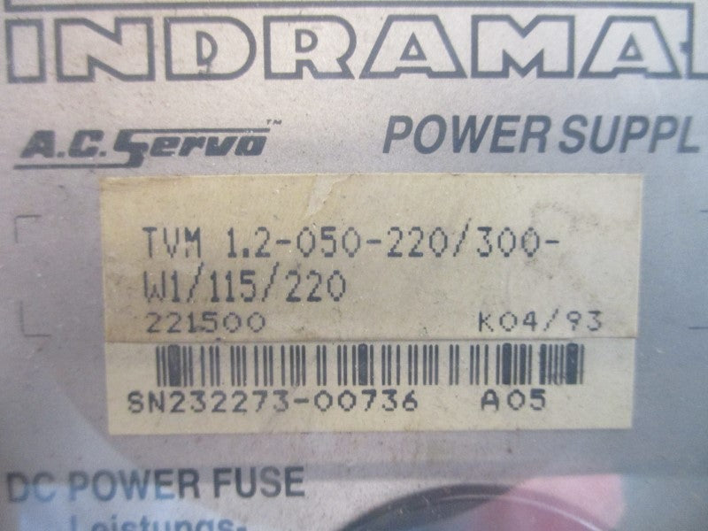 INDRAMAT TVM1.2-050-220/300-W1/115/220 115VAC 10A UNMP