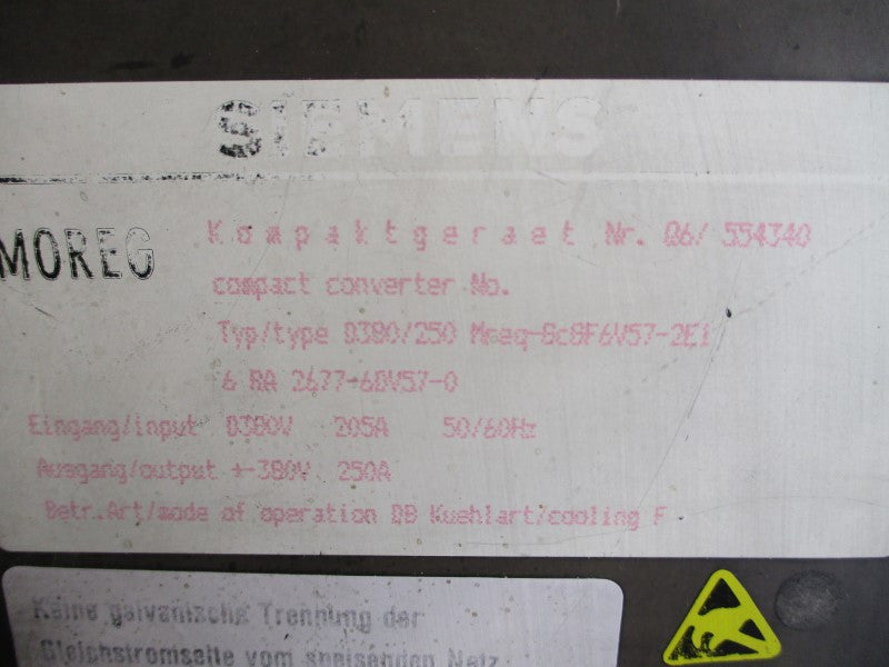 SIEMENS 6RA2677-6DV57-0 380V 205A UNMP