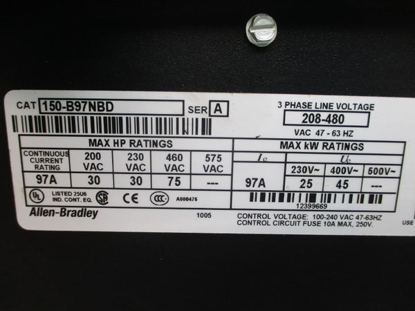 ALLEN BRADLEY 150-B97NBD SER. A 575VAC 97A UNMP