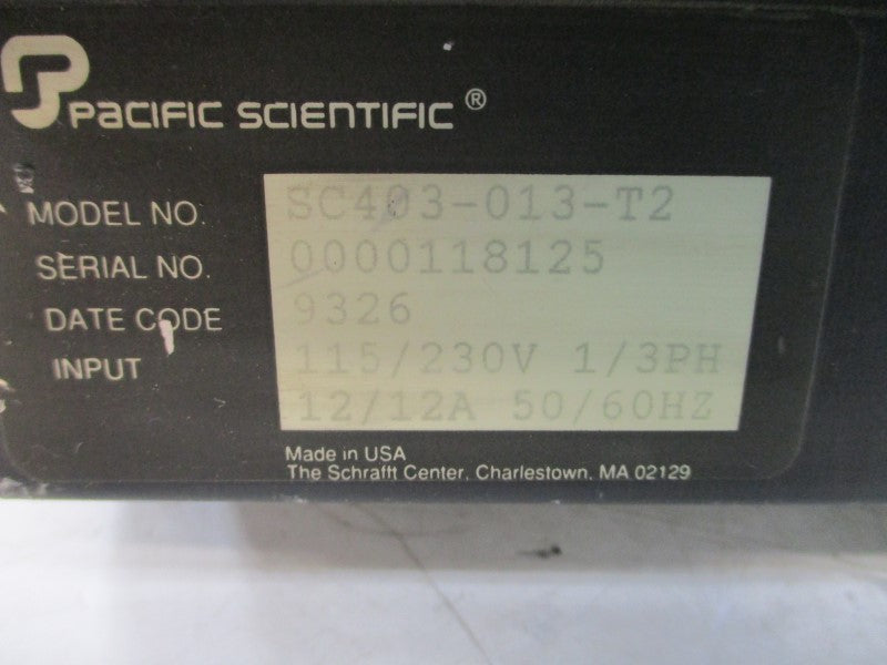 PACIFIC SCIENTIFIC SC403-013-T2 115/230V 12A UNMP