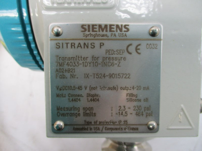 SIEMENS 7MF4033-1DY10-1NC6-Z 10.5-45VDC 14.5-464PSI NSMP