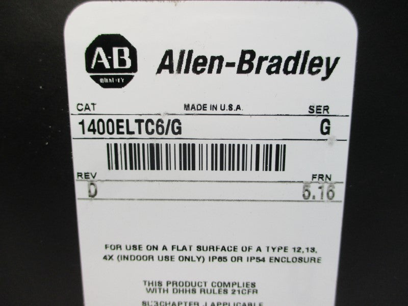 ALLEN BRADLEY 1400ELTC6 SER. G F/W 5.16 115/230VAC 10A REMAN