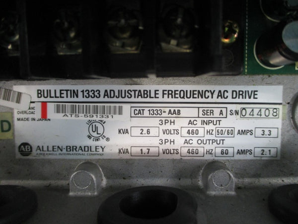 ALLEN BRADLEY 1333-AAB SER. A 460VAC 3.3A UNMP