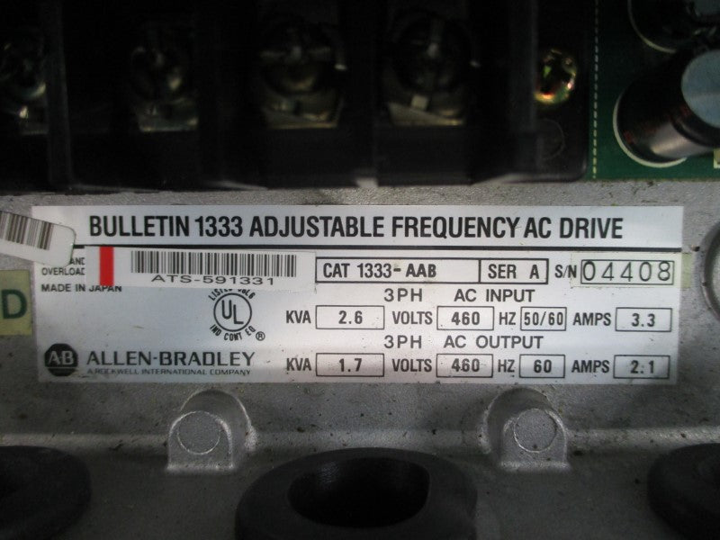 ALLEN BRADLEY 1333-AAB SER. A 460VAC 3.3A UNMP