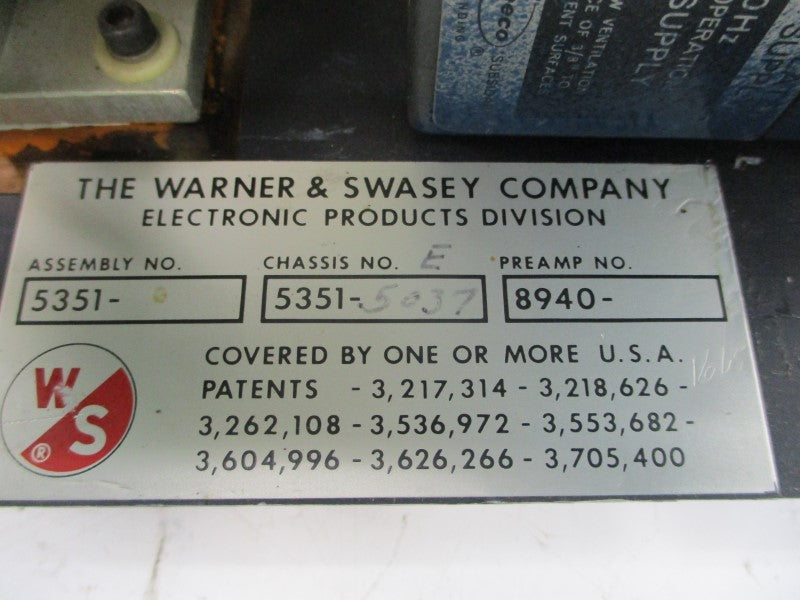 WARNER & SWASEY 5351-5037 UNMP