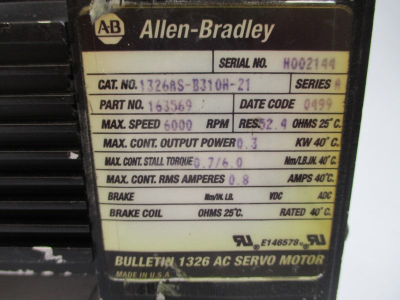 ALLEN BRADLEY 1326AS-B310H-21 SER. A 0.8A UNMP