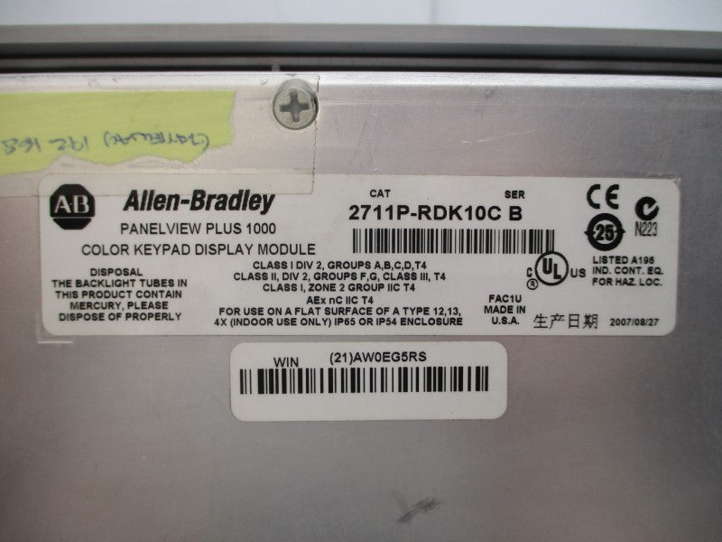 ALLEN BRADLEY 2711P-K10C4D1 SER. A 24VDC (AS PICTURED) UNMP