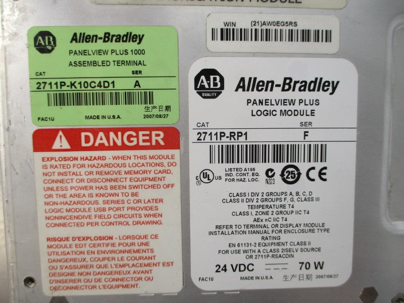 ALLEN BRADLEY 2711P-K10C4D1 SER. A 24VDC (AS PICTURED) UNMP