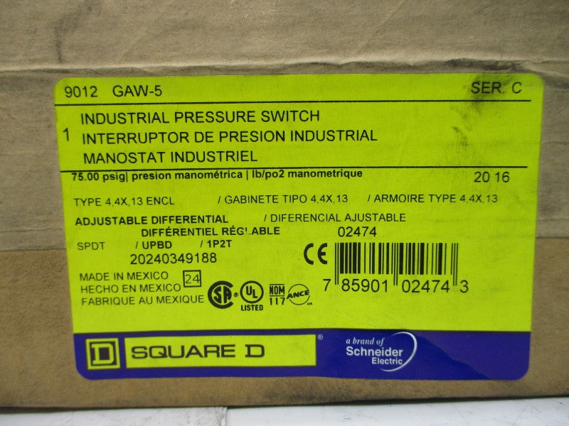SQUARE D 9012GAW-5 SER. C 75.00PSI NSFS