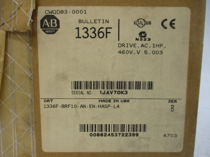 ALLEN BRADLEY 1336F-BRF10-AN-EN-HASP-L4 SER. B 380/480VAC 2.6/2.8A NSMP
