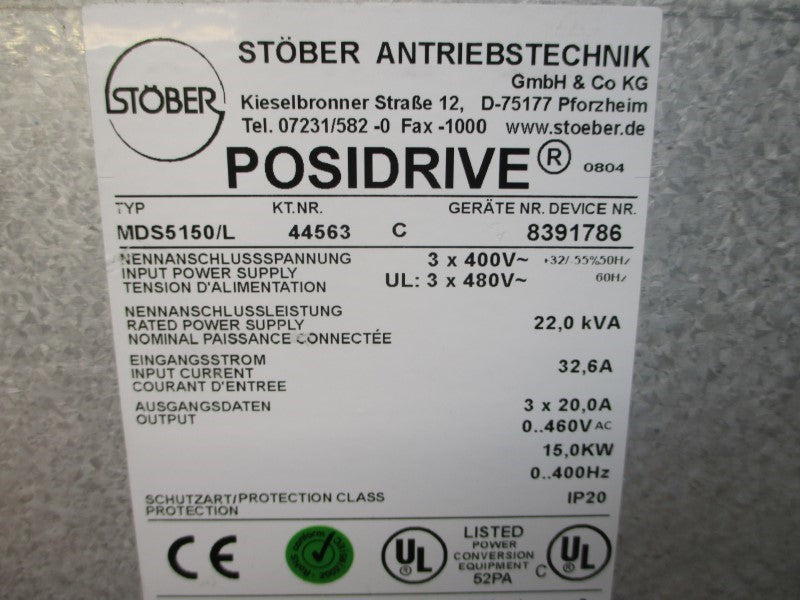STOBER MDS5150/L 44563 480V 32.6A (NO COVER) NSMP