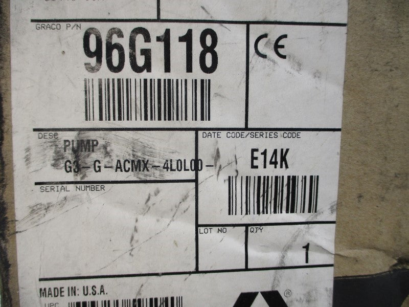 GRACO 96G118 G3-G-ACMX-4L0L00-1DMVA2R3 100-240VAC .8A 5100PSI NSMP