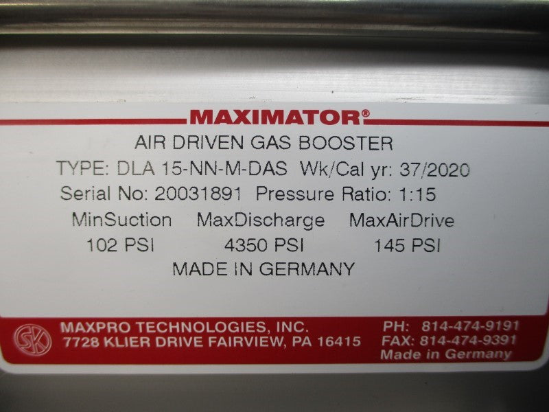MAXPRO TECHNOLOGIES DLA15-NN-M-DAS 102-4350PSI NSNP