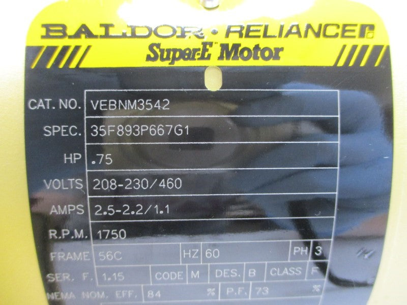 BALDOR RELIANCE VEBNM3542 35F893P667G1 208-230/460V 2.5-2.2/1.1A NSNP