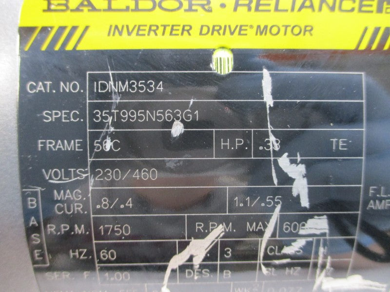 BALDOR IDNM3534 35T995N563G1 230/460V 1.1/.55A (AS PICTURED) NSNP