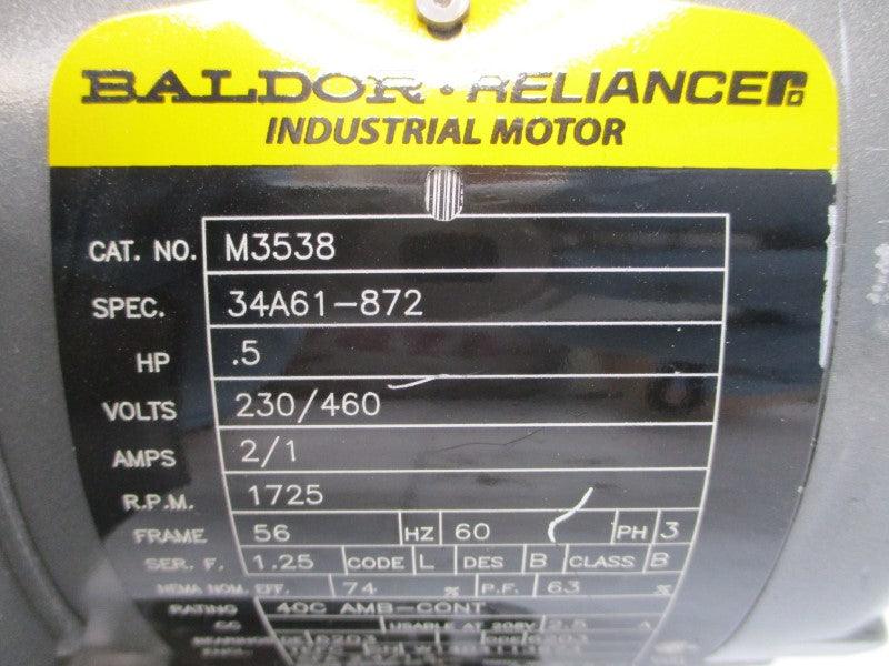 BALDOR M3538 34A61-872 230/460V 2/1A NSNP