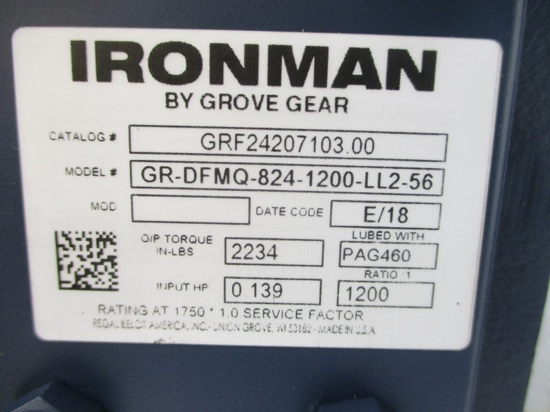 GROVE GEAR GR-DFMQ-824-1200-LL2-56 GRF24207103.00 NSNP