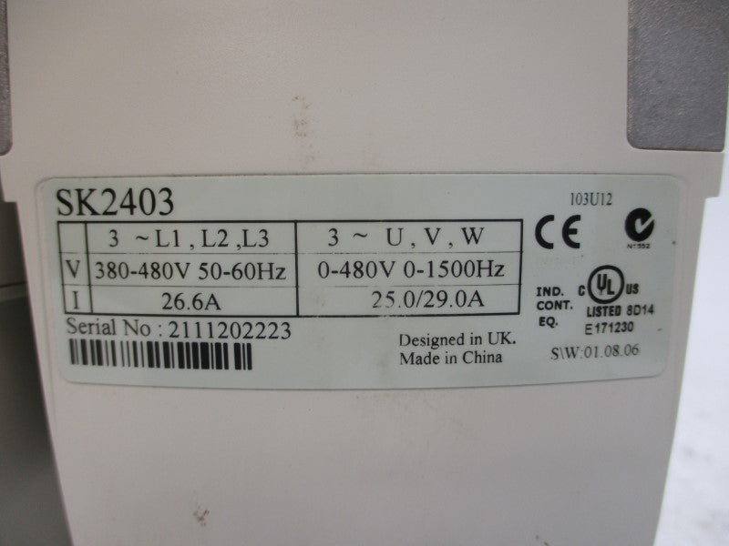 CONTROL TECHNIQUES SK2403 380-480V 26.6A (NO COVER) UNMP