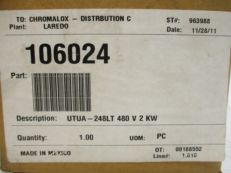 CHROMALOX 106024 UTUA-248LT 480V NSMP