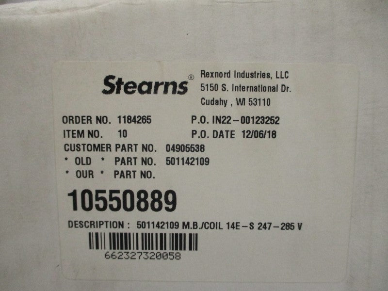 STEARNS 10550889 501142109 247-285V NSMP