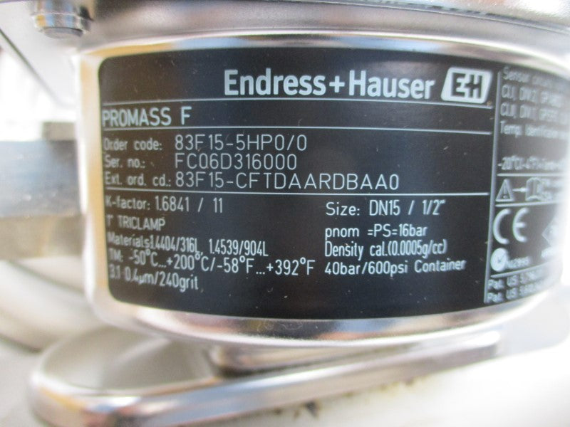 ENDRESS+HAUSER 83F15-5HP0/0 85-260VAC 600PSI 1/2" NSMP