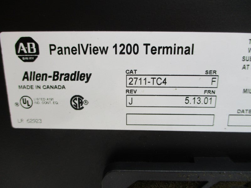 ALLEN BRADLEY 2711-TC4 SER. F F/W 5.13.01 250VAC 10A REMAN