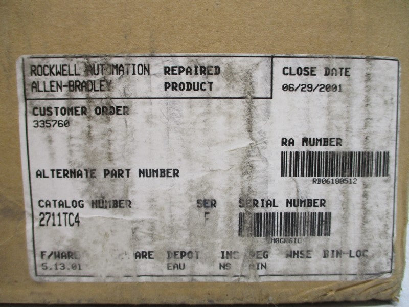 ALLEN BRADLEY 2711-TC4 SER. F F/W 5.13.01 250VAC 10A REMAN