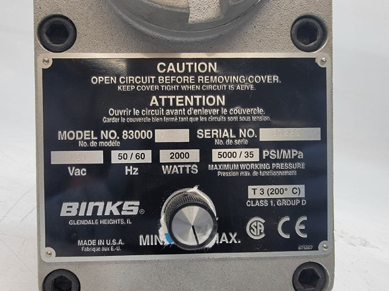 BINKS 830000 120VAC 5000PSI NSNP