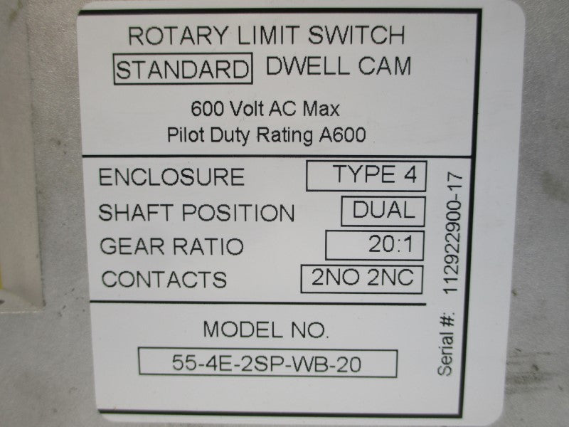 HUBBELL 55-4E-2SP-WB-20 GR62653201 600VAC NSMP