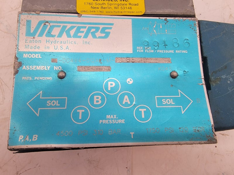 VICKERS DG4V4-012A-M-WB510 99486 110/120V 1750/4500PSI UNMP