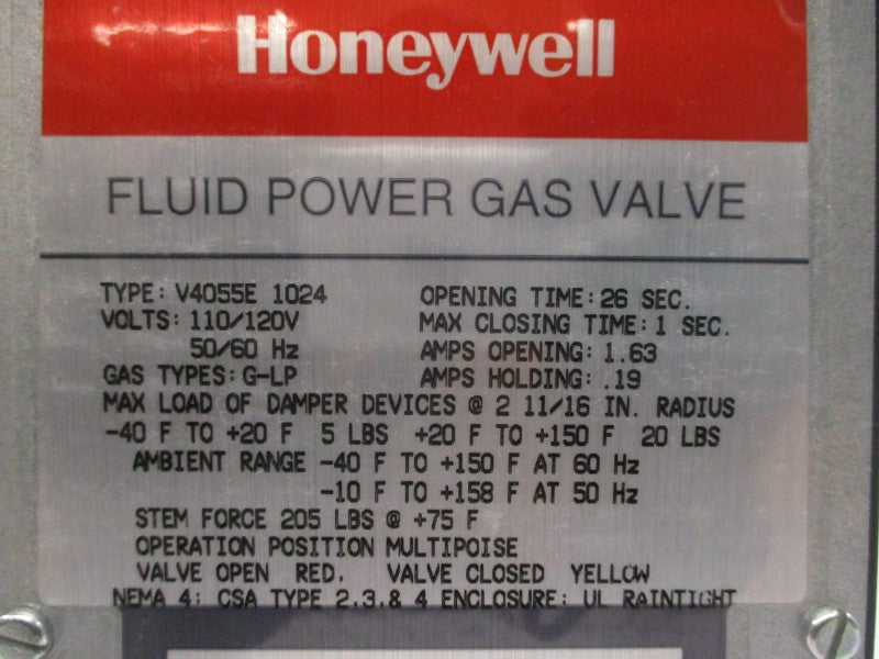 HONEYWELL V4055E1024 110/120V 1.63A 25PSI NSMP