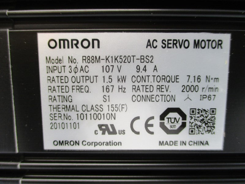 OMRON R88M-K1K520T-BS2 107VAC 9.4A NSMP