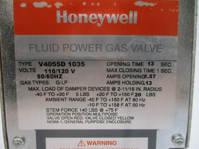 HONEYWELL V4055D1035 110/120V 1.57/.13A 5-75PSI 1-13S NSMP